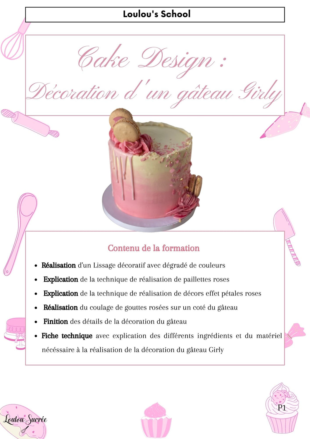 Formation en ligne : Décoration d'un gâteau Girly