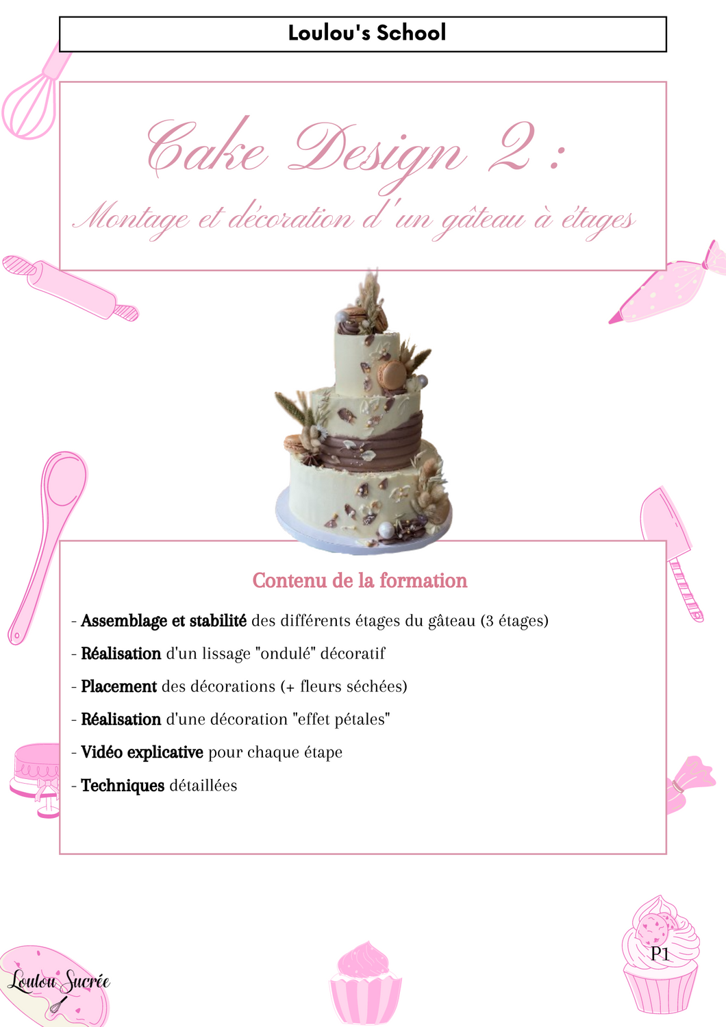Formation en ligne - Cake design 2 : Montage et Décoration d'un gâteau à étages